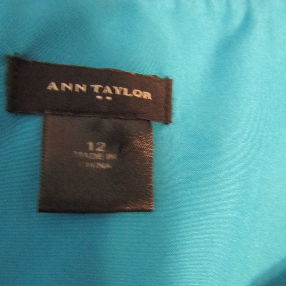 Ann Taylor Size 12 Teal Blue Black Floral Dress - Picture 7 of 7